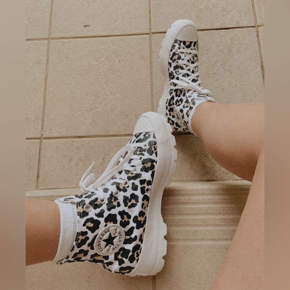 CONVERSE Lugged High-Top Platform Sneakers in Animal Print